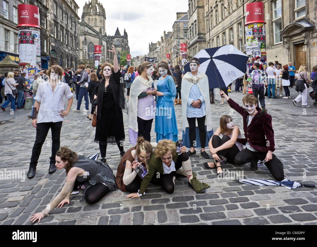 Edinburgh Fringe Festival artists promoting their shows on the Royal
