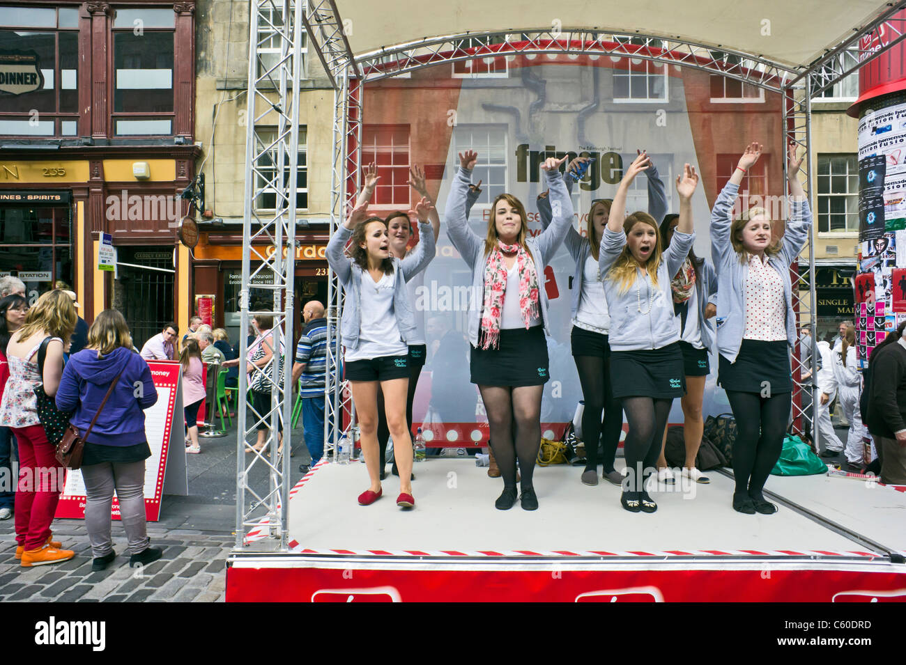 Edinburgh Fringe Festival artists promoting their shows on the Royal