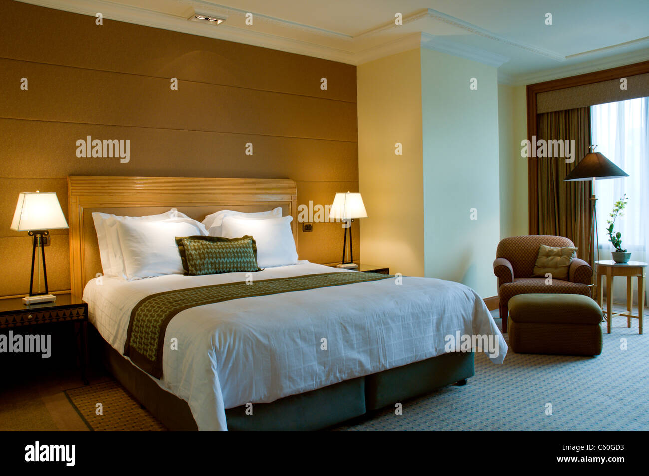 Bedroom Of A Elegant 5 Star Luxury Hotel Suite Room Stock