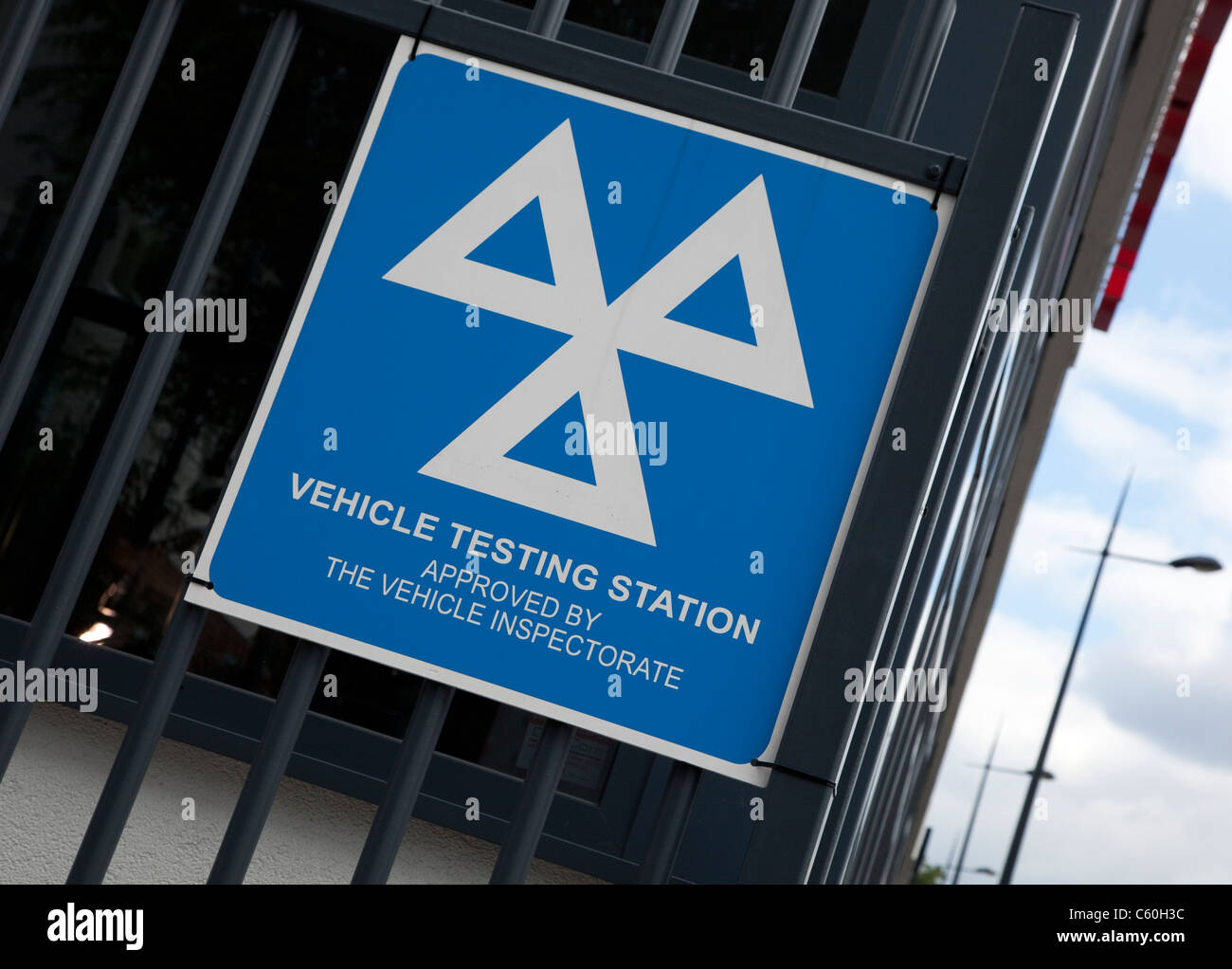Vehicle Testing Station (MOT) sign, London Stock Photo