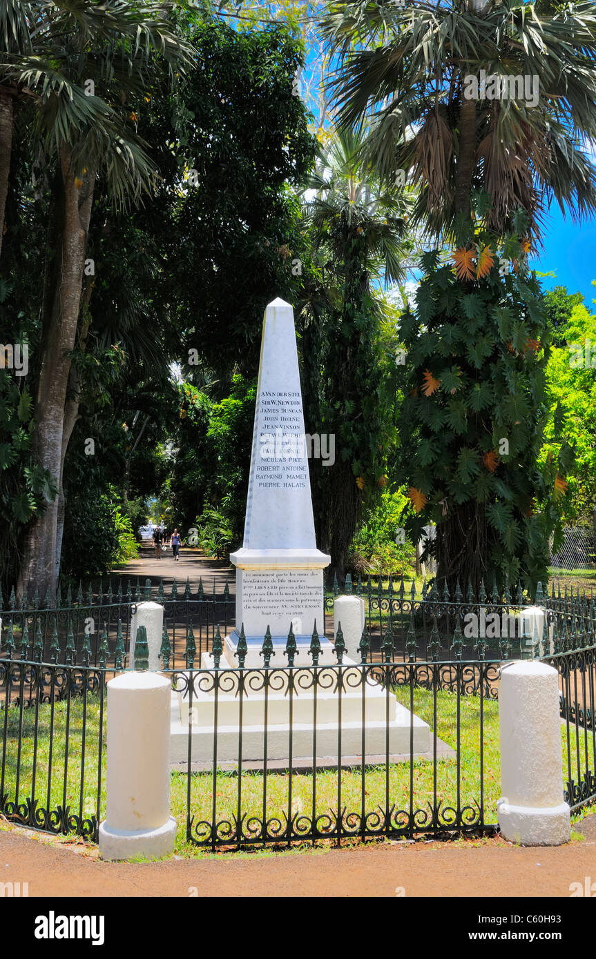 Lienard Obelisk, Sir Seewoosagur Ramgoolam Botanic Garden, Pamplemousses, Mauritius. Stock Photo