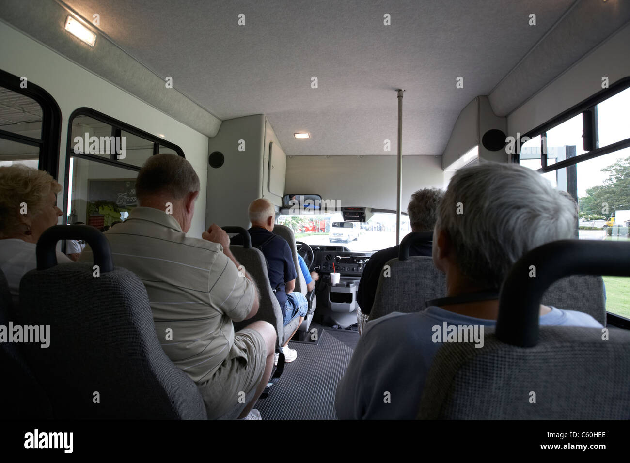 tourists on board shuttle tour bus to graceland memphis tennessee usa Stock Photo