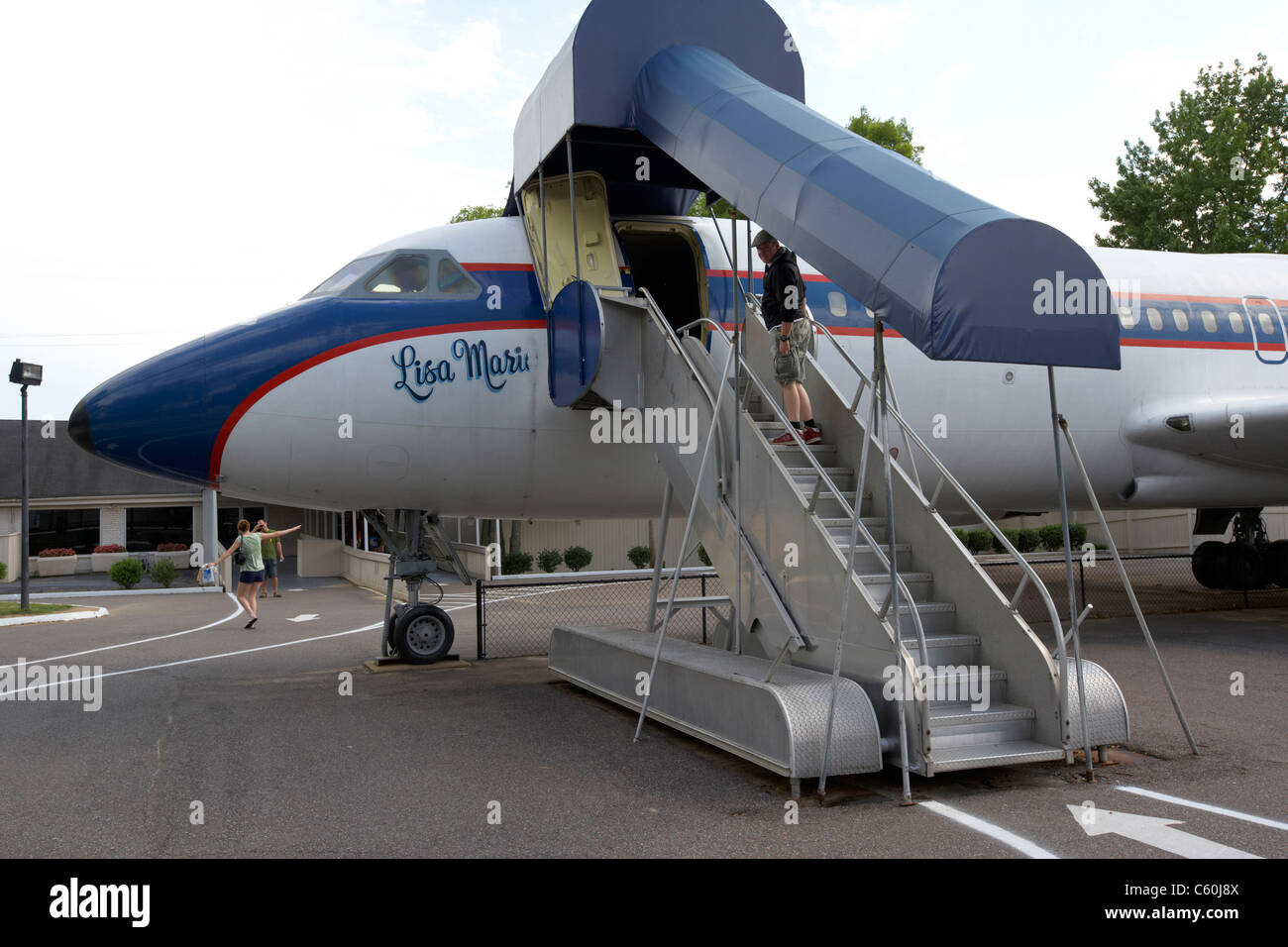 tourist boarding elvis's lisa marie aircraft at graceland memphis tennessee usa Stock Photo