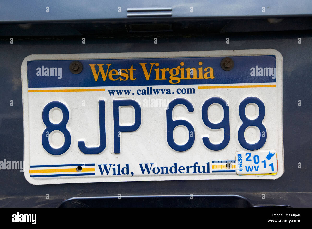 west virginia wild wonderful state vehicle license plate state usa Stock Photo