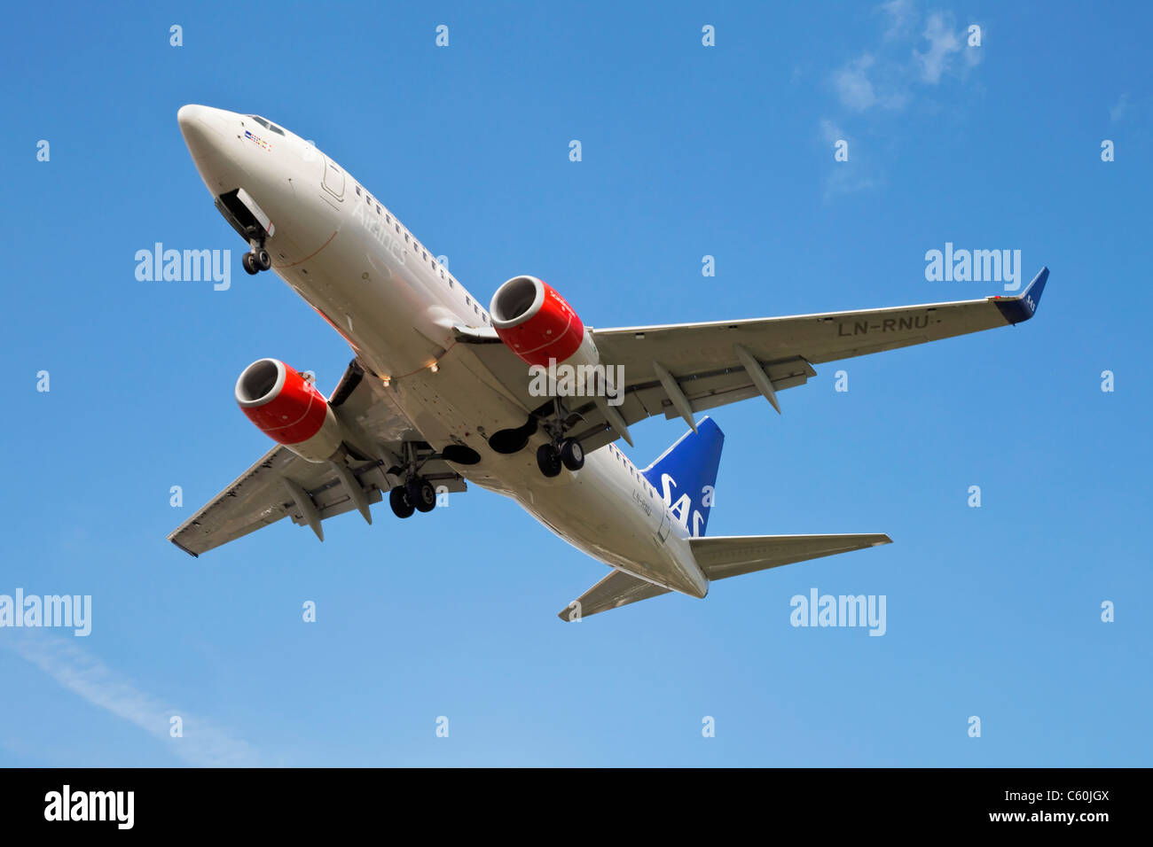 A Scandinavian Airlines Boeing 737 on final approach Stock Photo