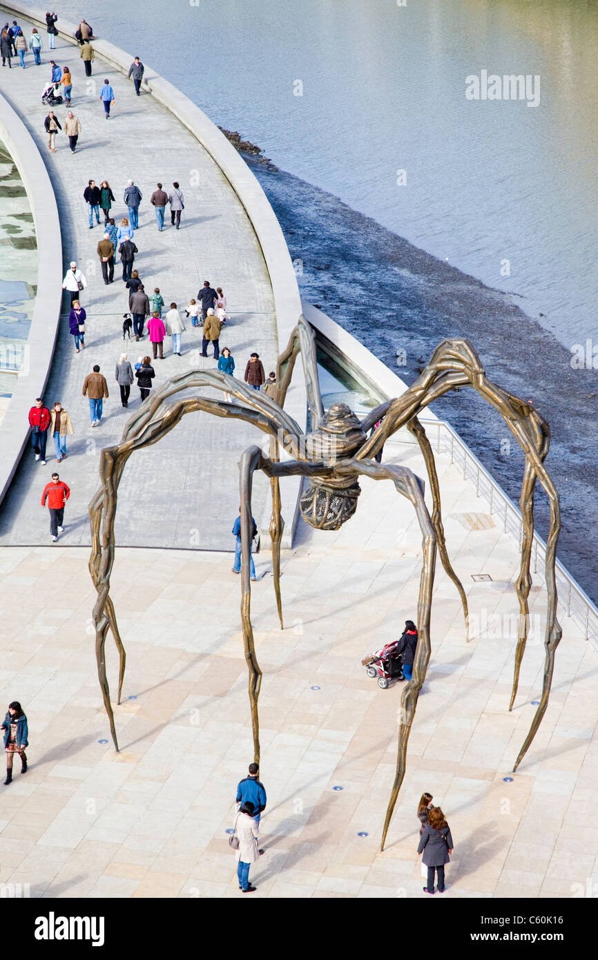 Sculpture of a spider by Louise Bourgeois close to the Guggenheim museum in Bilbao Stock Photo