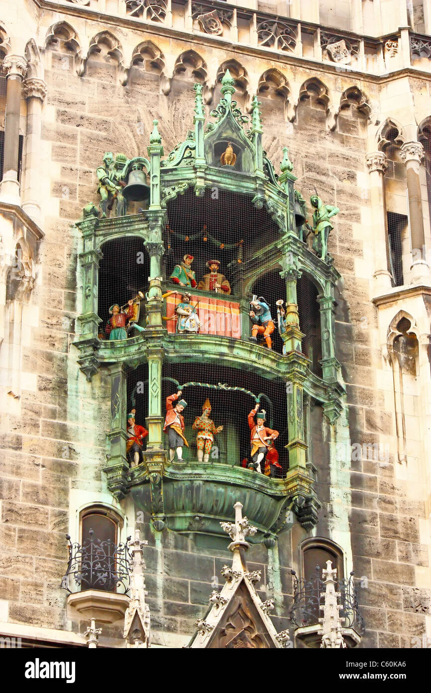 Glockenspiel on the Munich city hall Stock Photo