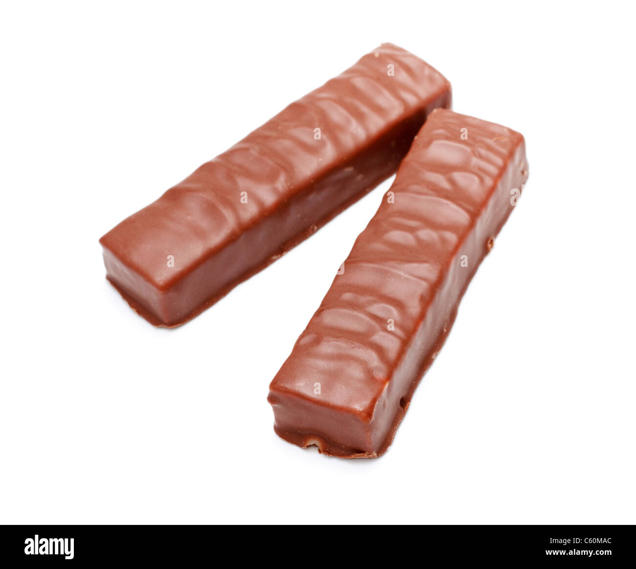 two candy bars isolated on white background Stock Photo