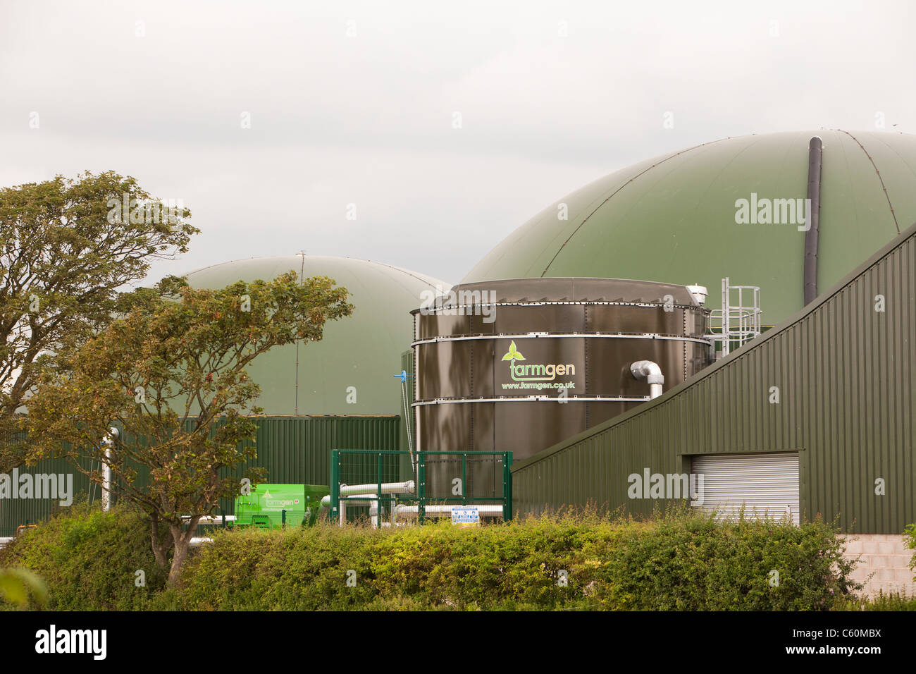 A farmgen bio-digester producing electricity from bio-methane near Warton, Lancashire, UK. Stock Photo