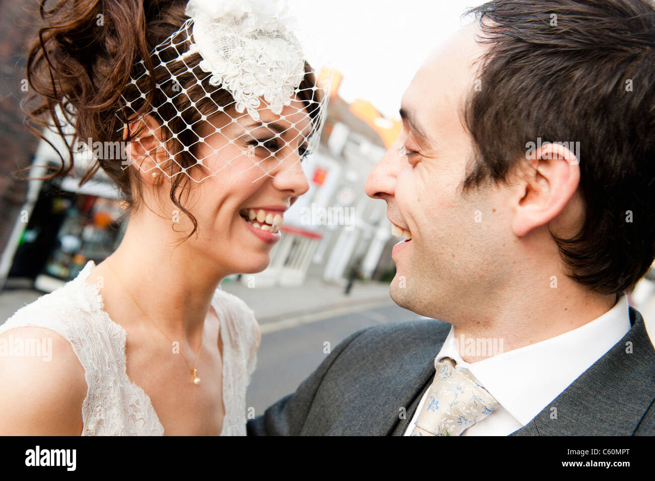 Profile happy smiling bride hi-res stock photography and images - Alamy