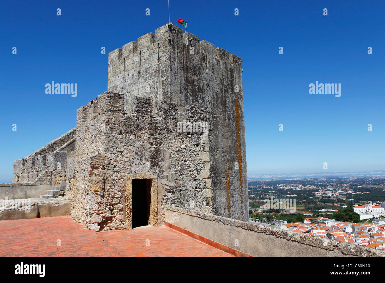 The keep of Palmela castle, Portugal. Stock Photo