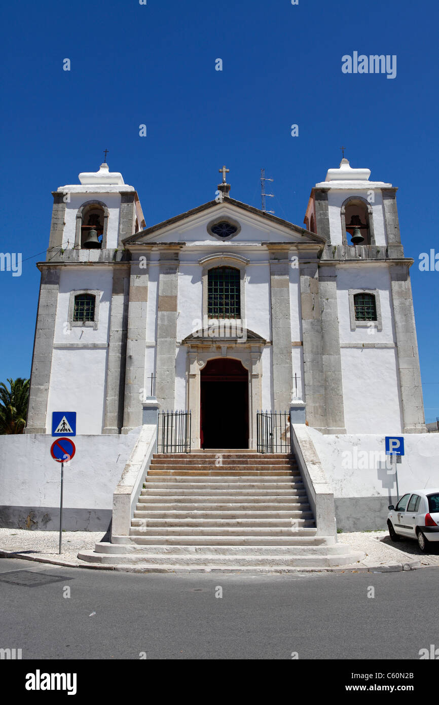 The traditional Portuguese St Peter's Church (Matriz de Sao Pedro) in Palmela, Portugal. Stock Photo