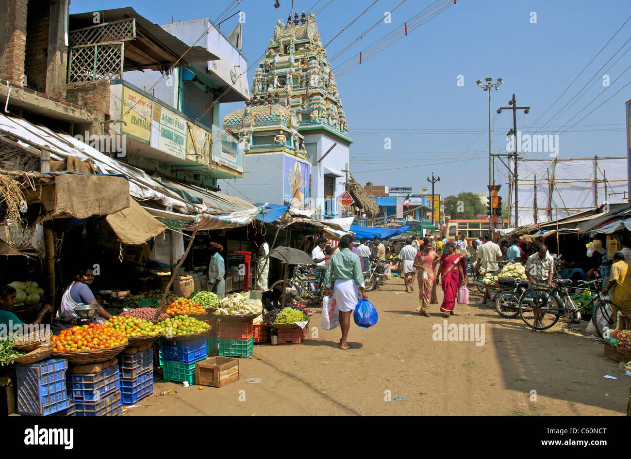 Fruit and vegetable market Tamil Nadu South India Stock Photo