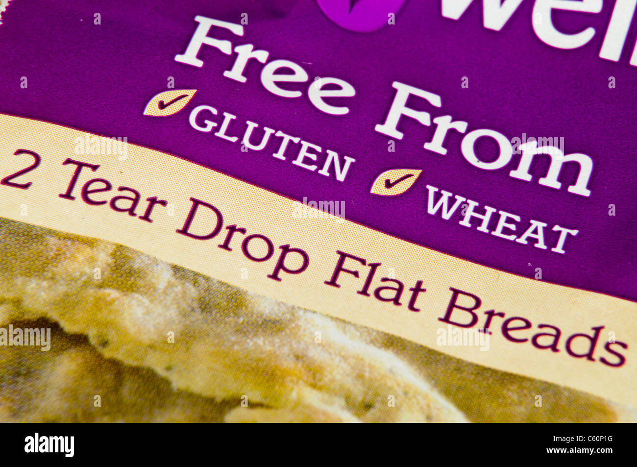 Food packet for gluten and wheat free flat breads (pitta) Stock Photo