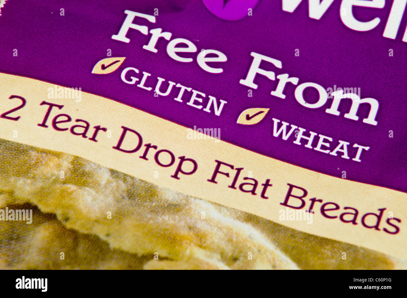 Food packet for gluten and wheat free flat breads (pitta Stock Photo