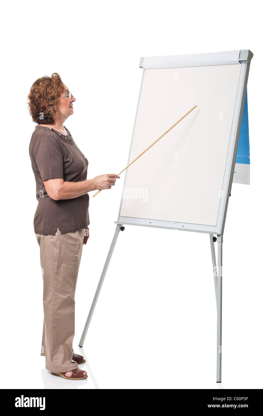 senior teacher at work with white board Stock Photo