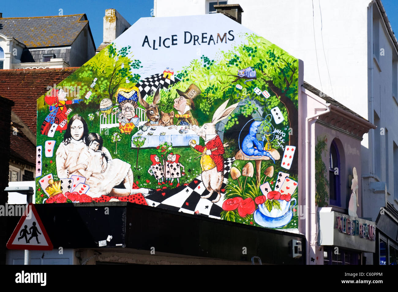 Brighton East Sussex mural street art wall painting of Alice Dreams