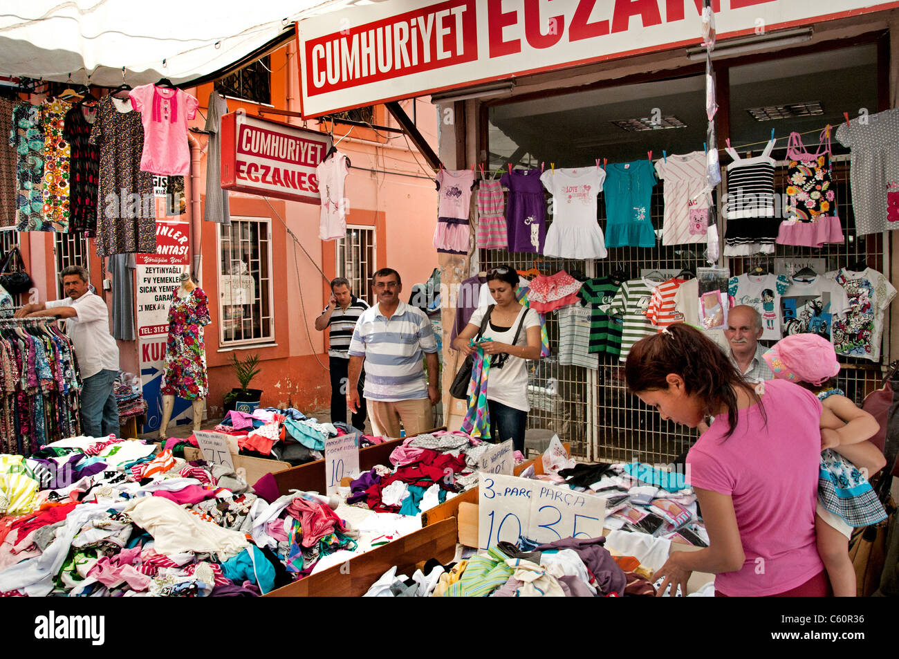 Ayavalik old town Market Bazaar Turkey Turkish Stock Photo