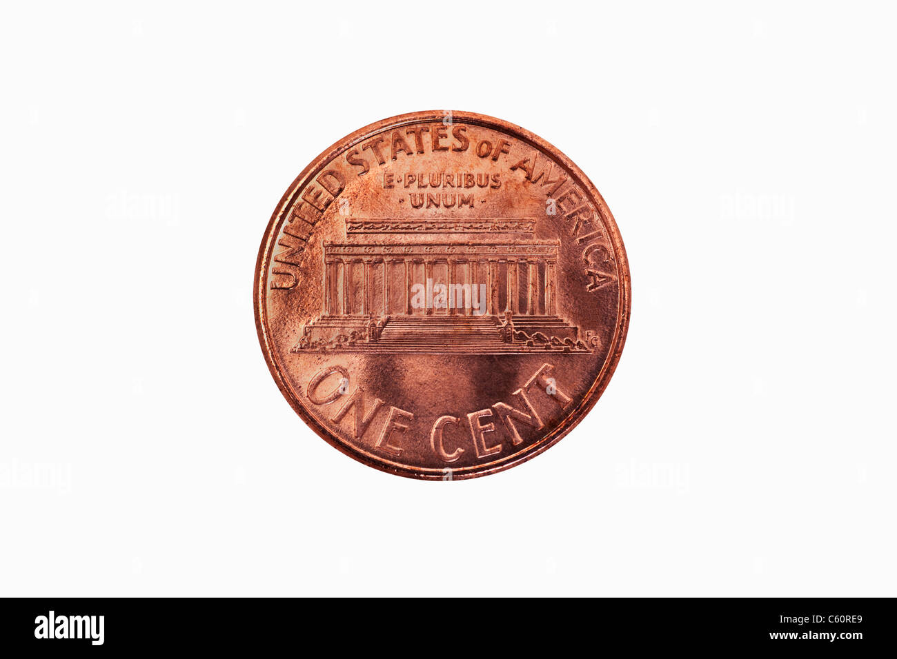 Detailansicht einer US-Amerikanischen 1 Cent Münze aus dem Jahr 1998 | Detail photo of a 1 Cent coin of USA from the year 1998 Stock Photo