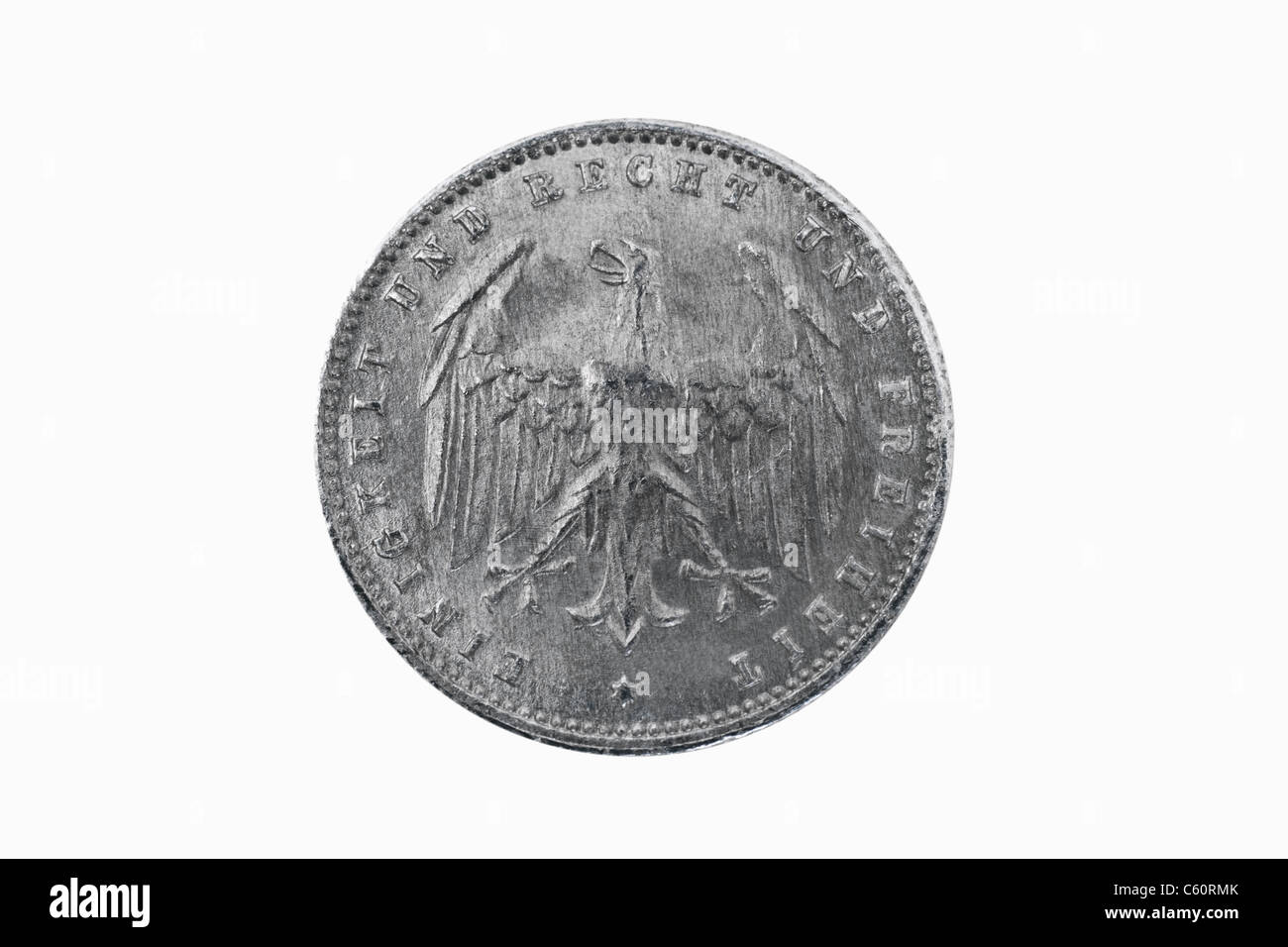 Detail photo of a 200 mark coin of the German Reich from the year 1923 Stock Photo