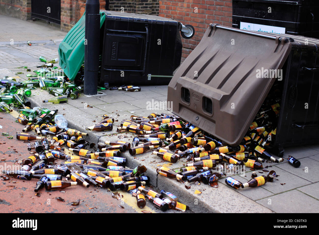 Recycling bins emptied by looters in Hackney during the riots in August