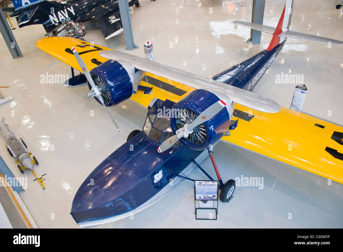 Douglas RD-4 Dolphin Amphibian aircraft at the Naval Air Museum in Pensacola, Florida - home of the Blue Angels. Stock Photo