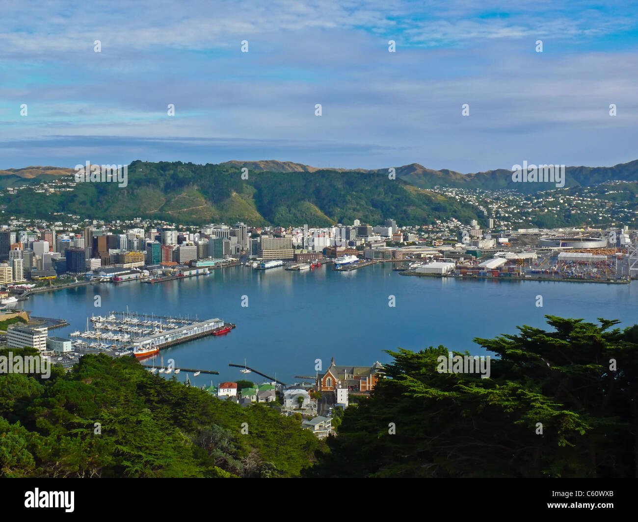 Wellington Harbor, New Zealand. View overlooking the city. Stock Photo