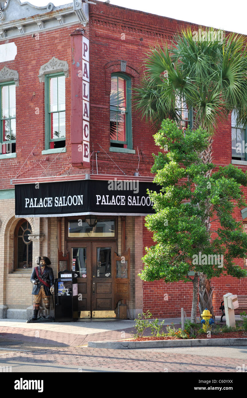 Palace saloon on street corner of Fernandina beach, Florida Stock Photo