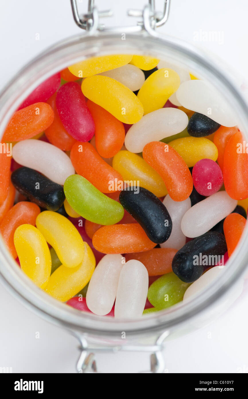Jelly Beans in a jar Stock Photo
