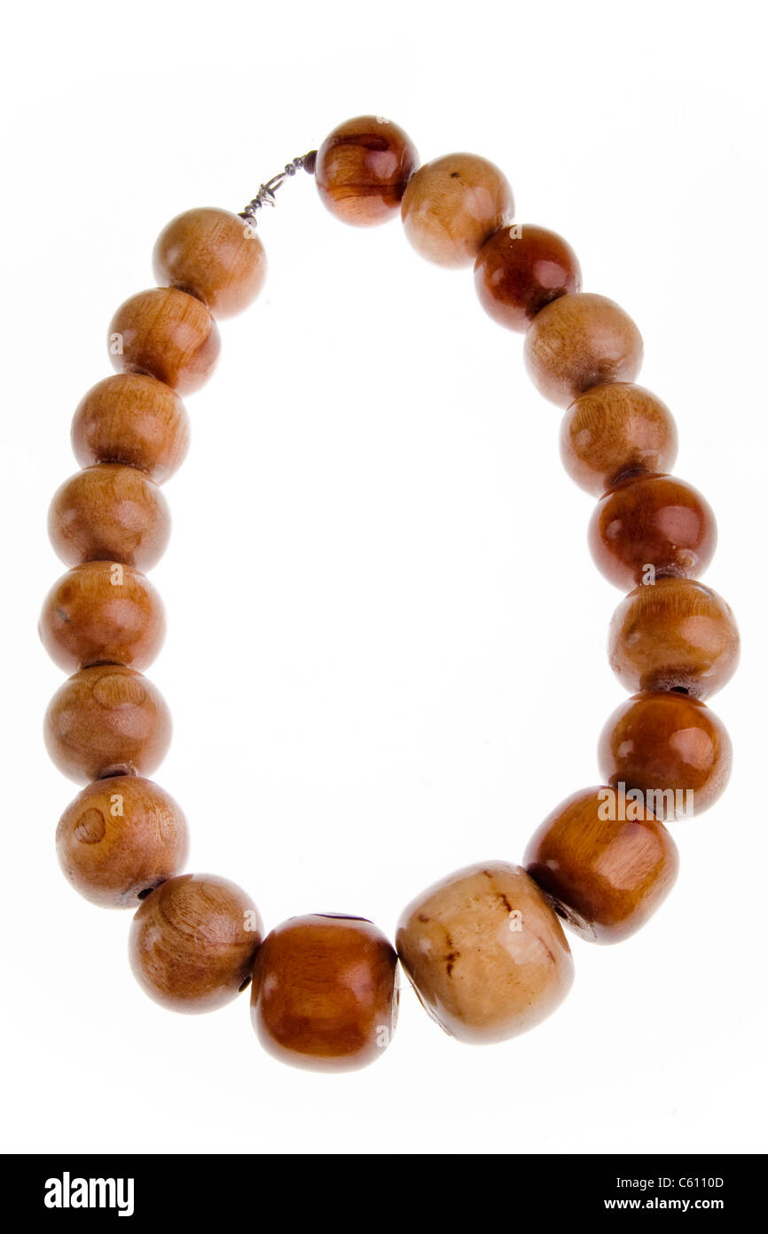 Wooden bead necklace Stock Photo Alamy