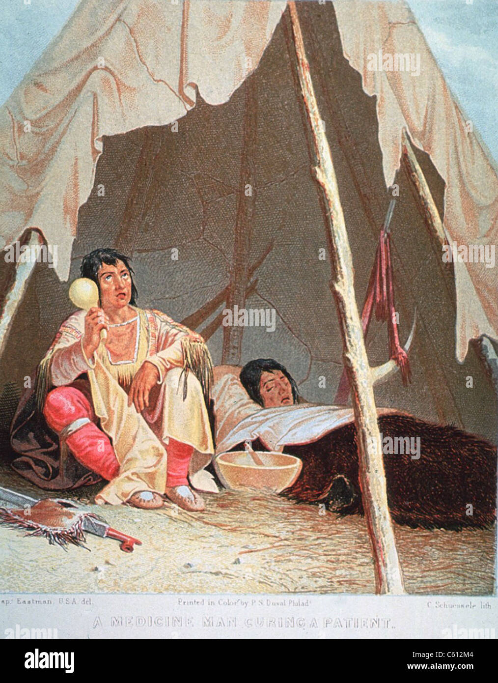 'A Medicine Man Curing a Patient,' by Seth Eastman, shows a shaman