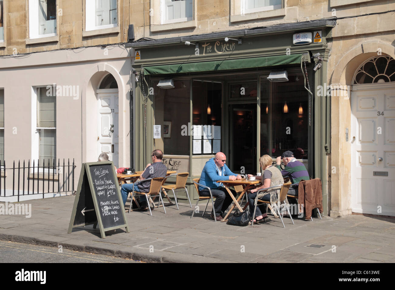 A small street side cafe (The Circus) with external tables on Brook ...