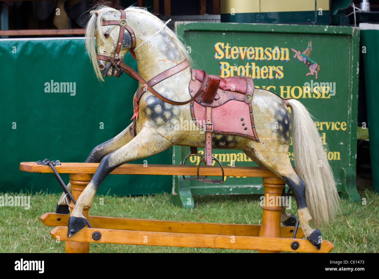 A Old rocking horse on sale at a show in England Stock Photo