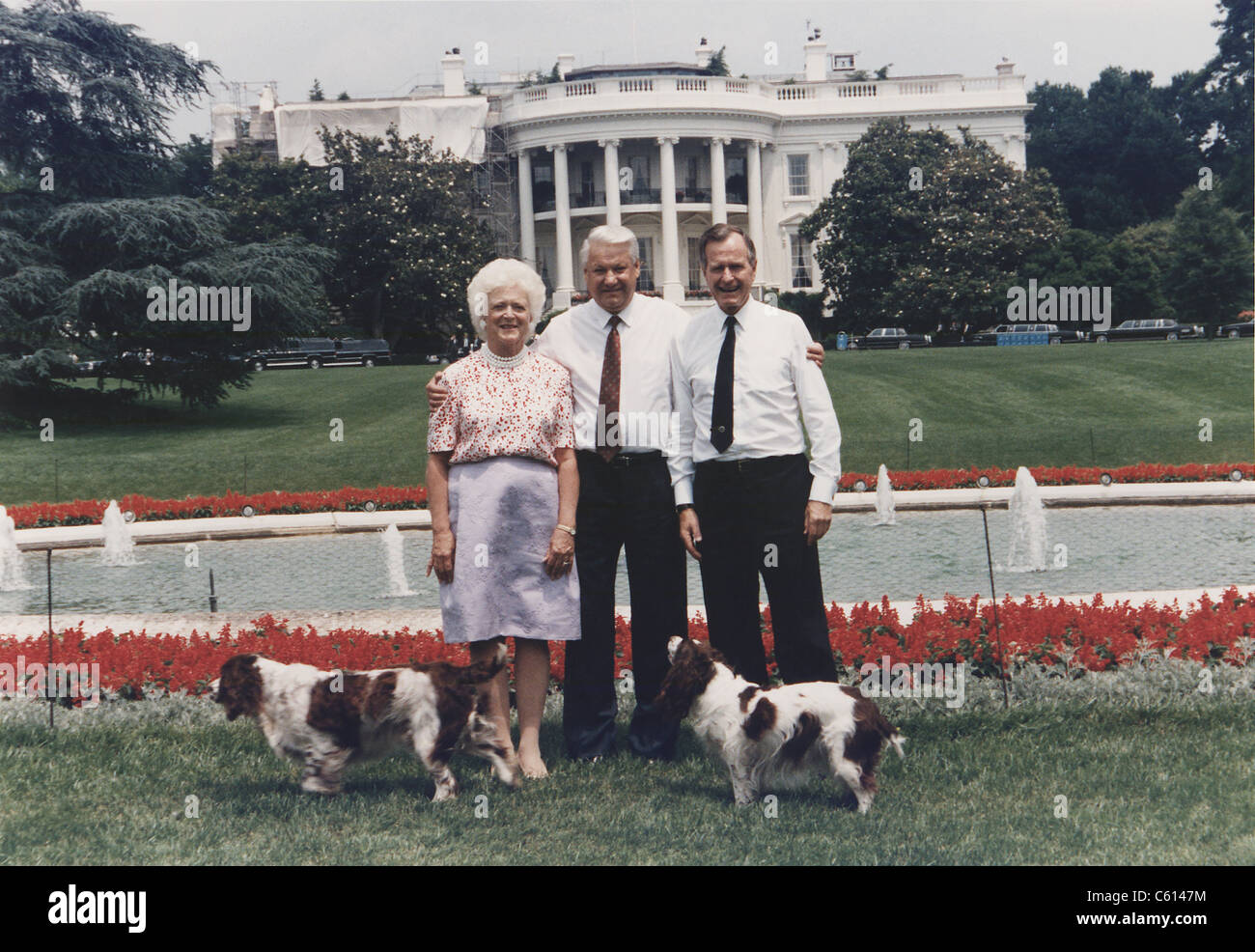 Russian President Boris Yeltsin poses on the South Lawn of the White