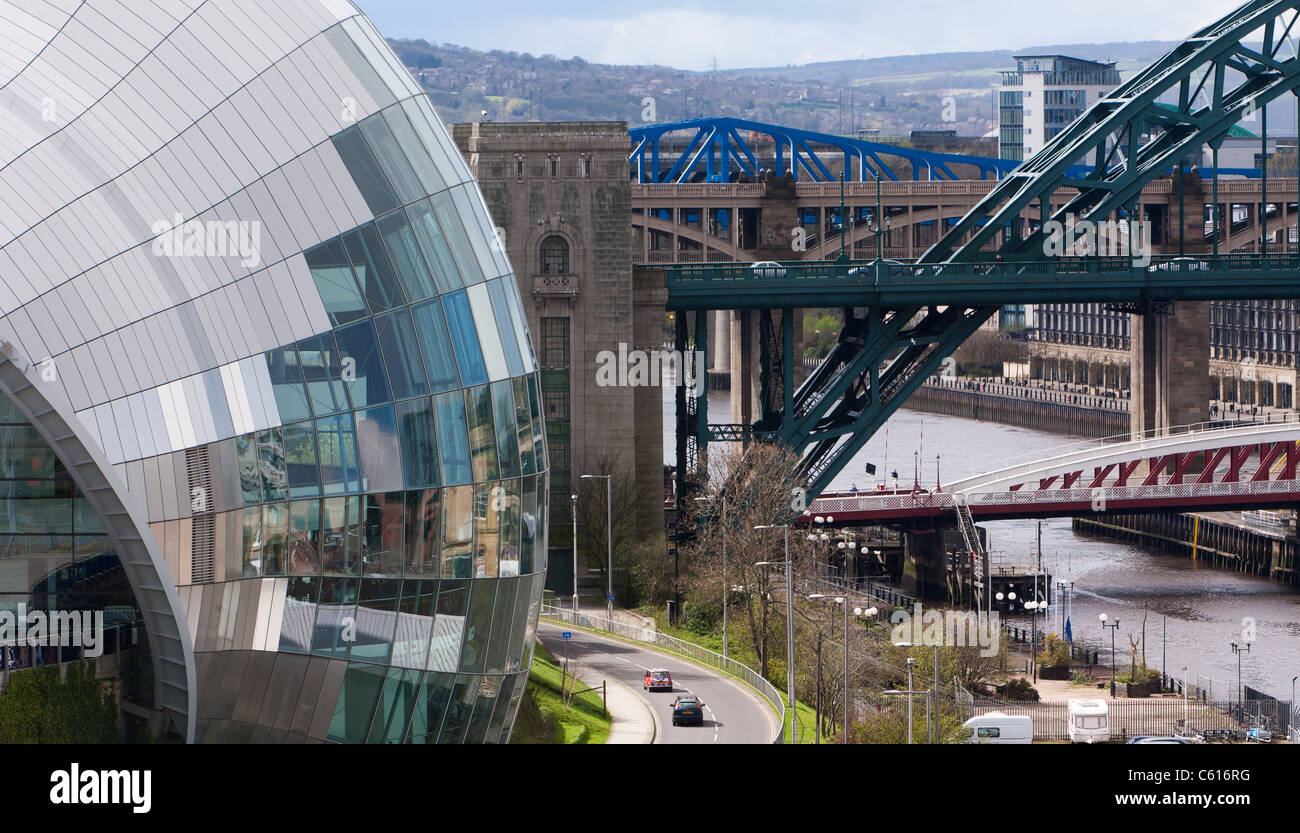 Sage Building and Tyne Bridge Gateshead, England Stock Photo