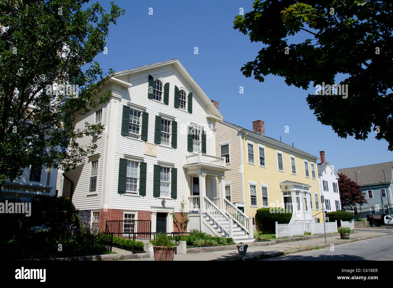 Massachusetts, New Bedford. Historic Quaker meeting house (yellow Stock