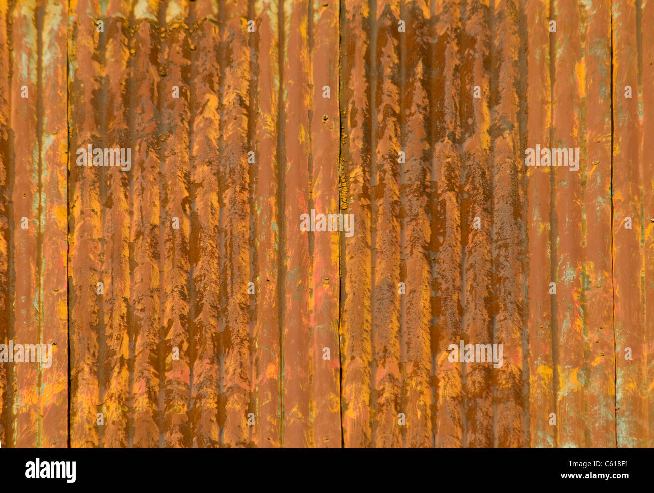 Rusty corrugated metal roof panel Stock Photo