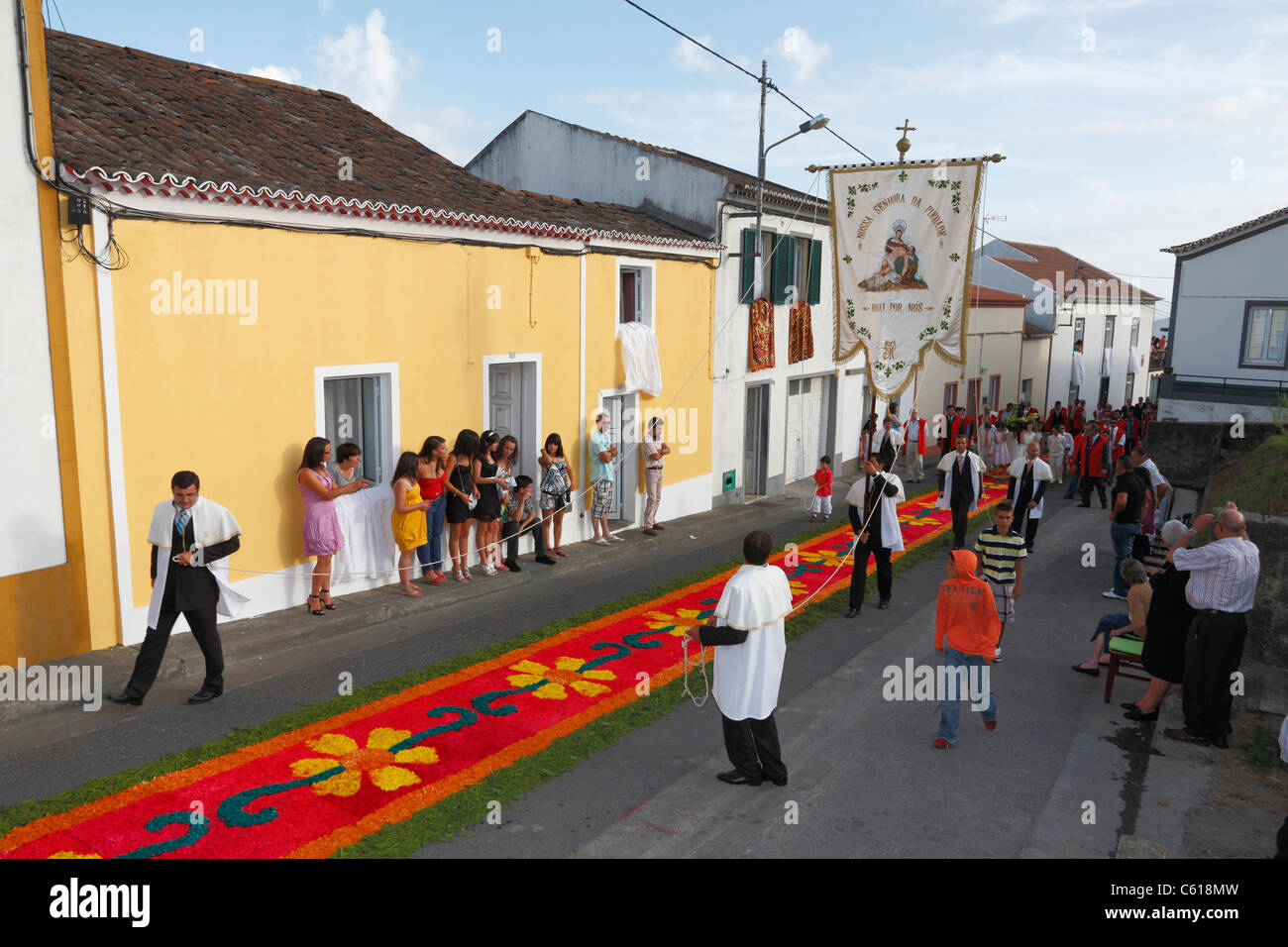 Procession of Nossa Senhora da Piedade in the parish of Ponta Garça. Sao Miguel island, Azores, Portugal Stock Photo