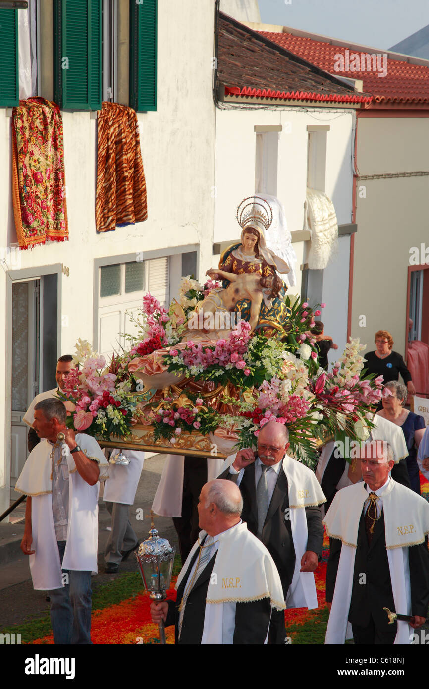 Procession of Nossa Senhora da Piedade in the parish of Ponta Garça. Sao Miguel island, Azores, Portugal Stock Photo