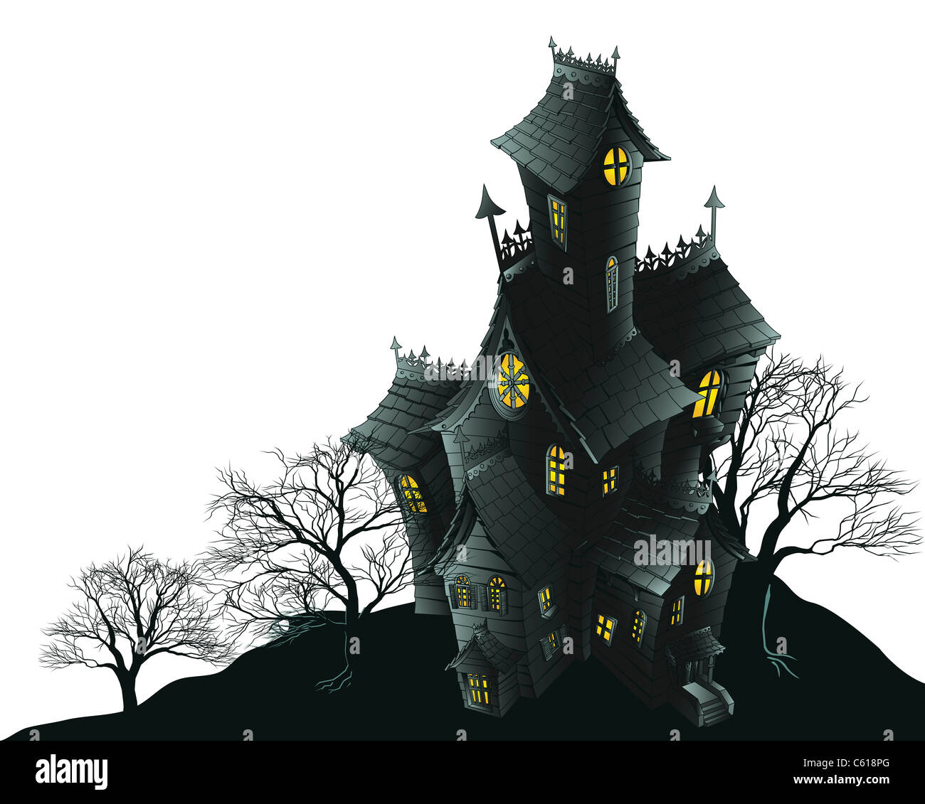 Ghost illustration house haunted hi-res stock photography and images ...