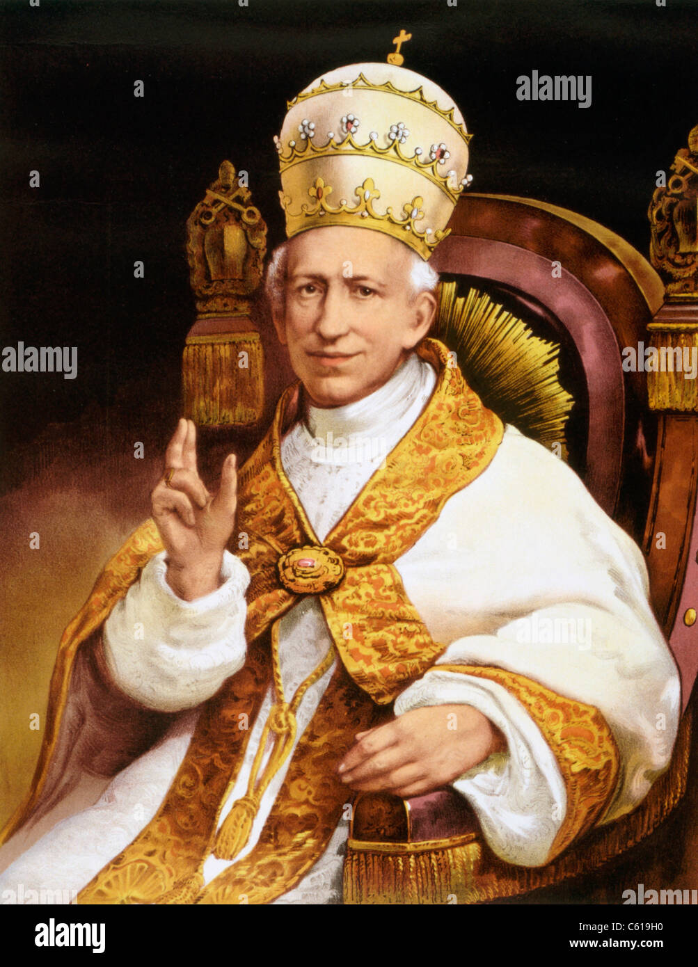 Pope Leo XII, 1810 – 1903. Born Vincenzo Gioacchino Raffaele Luigi Pecci in Italy. 256th Pope, reigning from 1878 to 1903. Stock Photo