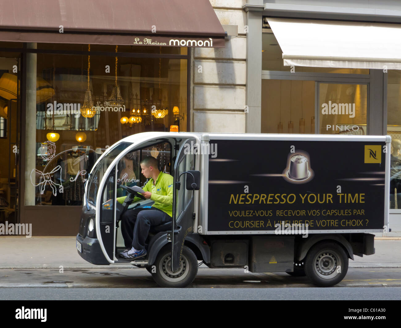 Paris, France, Electric Delivery French Truck, Van on Street, Nespresso  Coffee Company Stock Photo - Alamy
