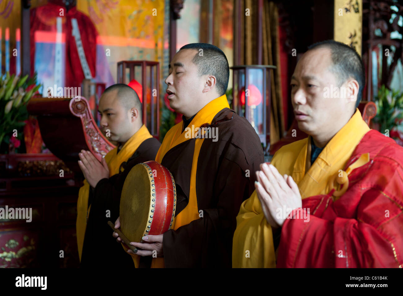 Buddhist Monks Performing a Ceremony at the Jade Buddha Temple ...