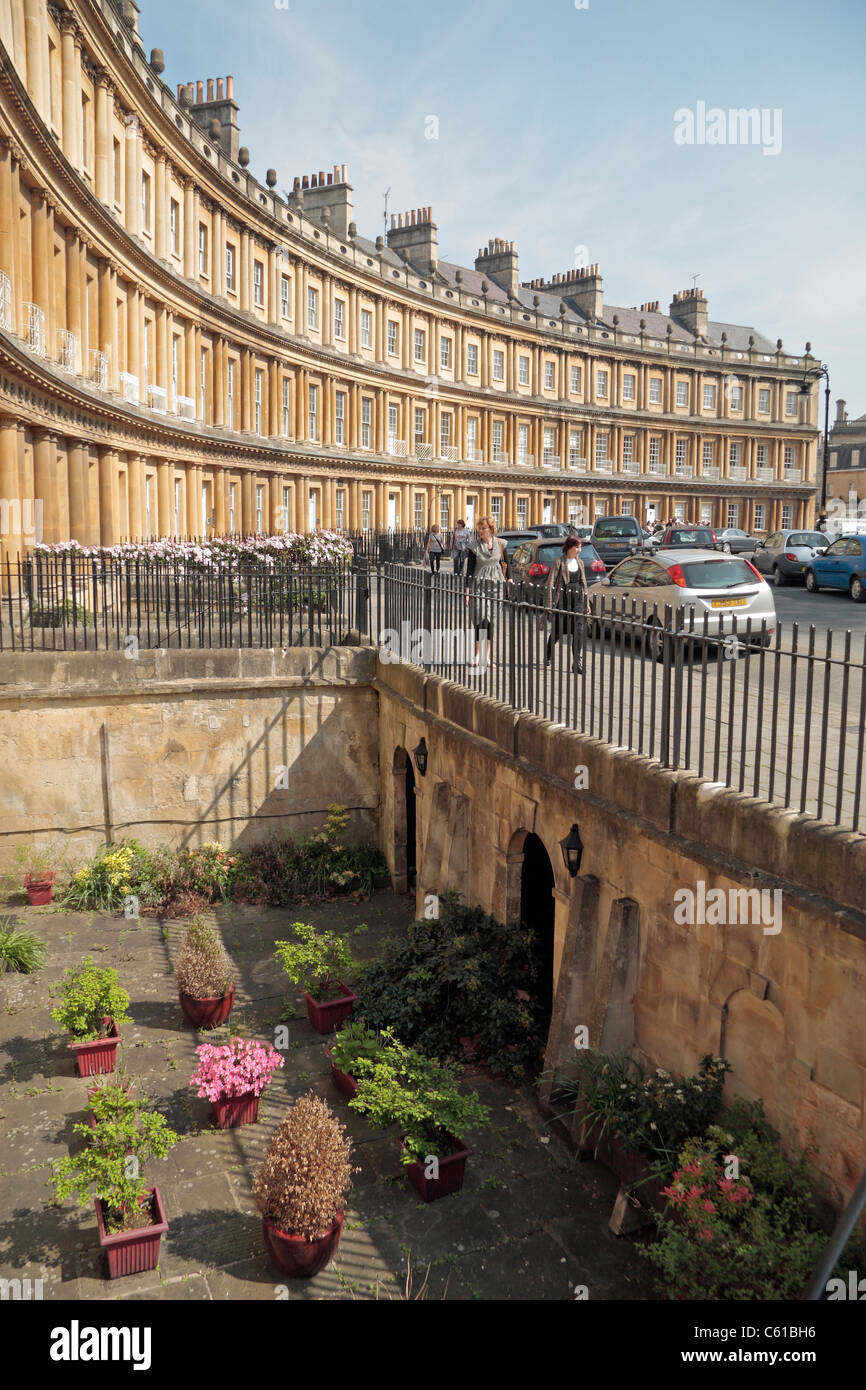 View along houses in The Circus, the beautiful & historic Georgian area of Bath, Somerset, England. Stock Photo