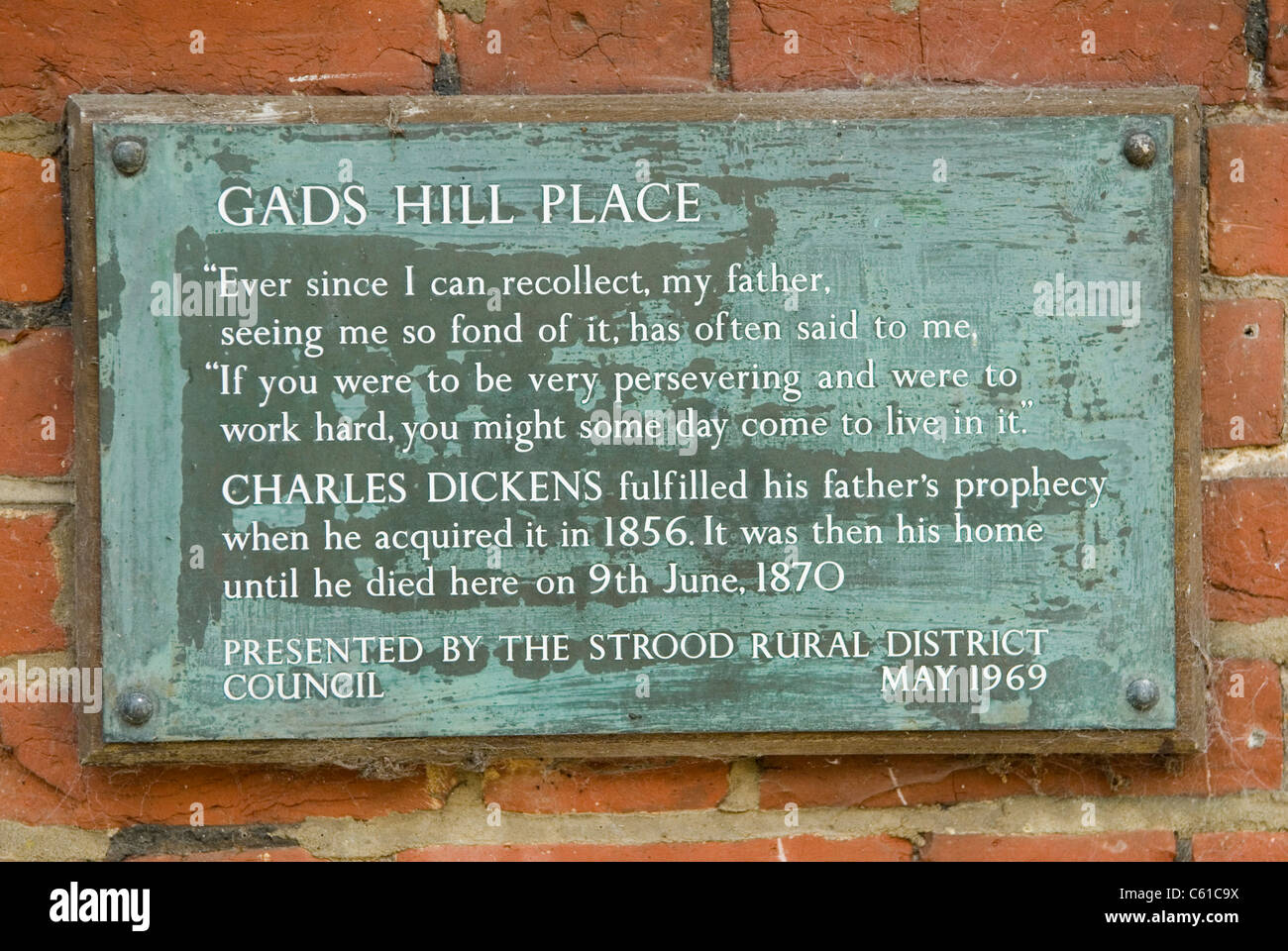 Gads Hill Place House Higham Kent. The home where Charles Dickens spent