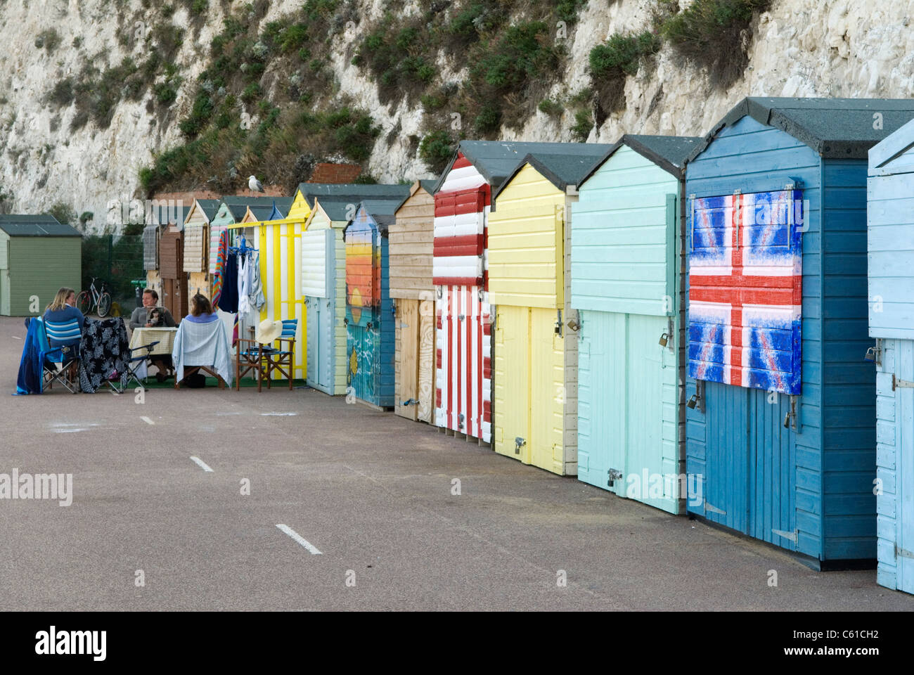 Broadstairs Kent Uk British Beach Huts Homer Sykes Stock