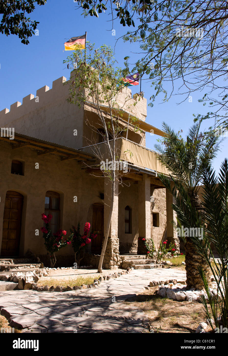 The old German Sesfontein fort. Northern Kaokoland, Kaokoveld, Namibia. Stock Photo