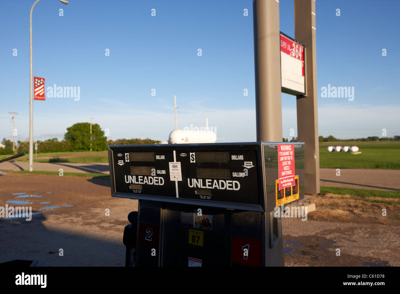 petrol pumps at farmers union oil company gas and diesel station in rural michigan north dakota usa Stock Photo