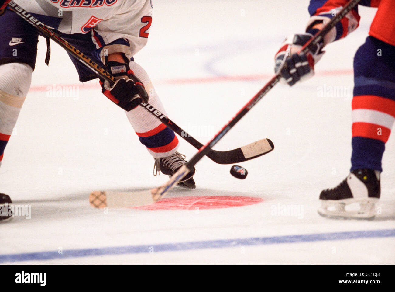 Detail of ice hockey face off Stock Photo Alamy