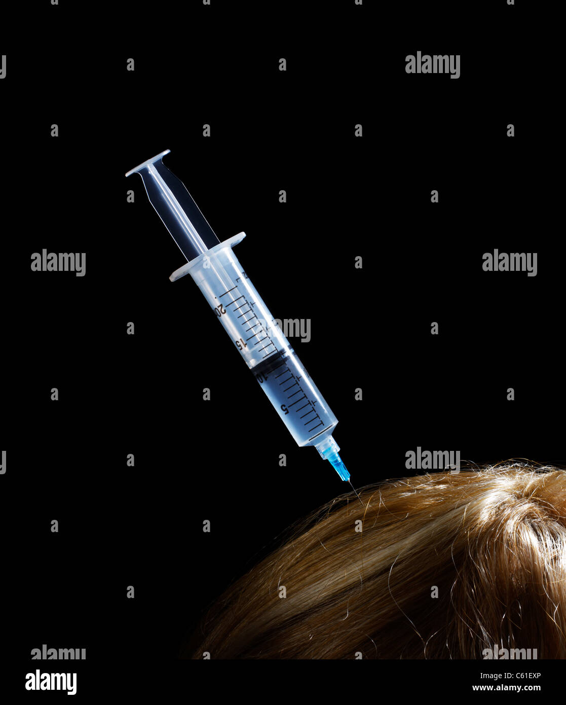 Human Head with Hypodermic Syringe Stock Photo Alamy